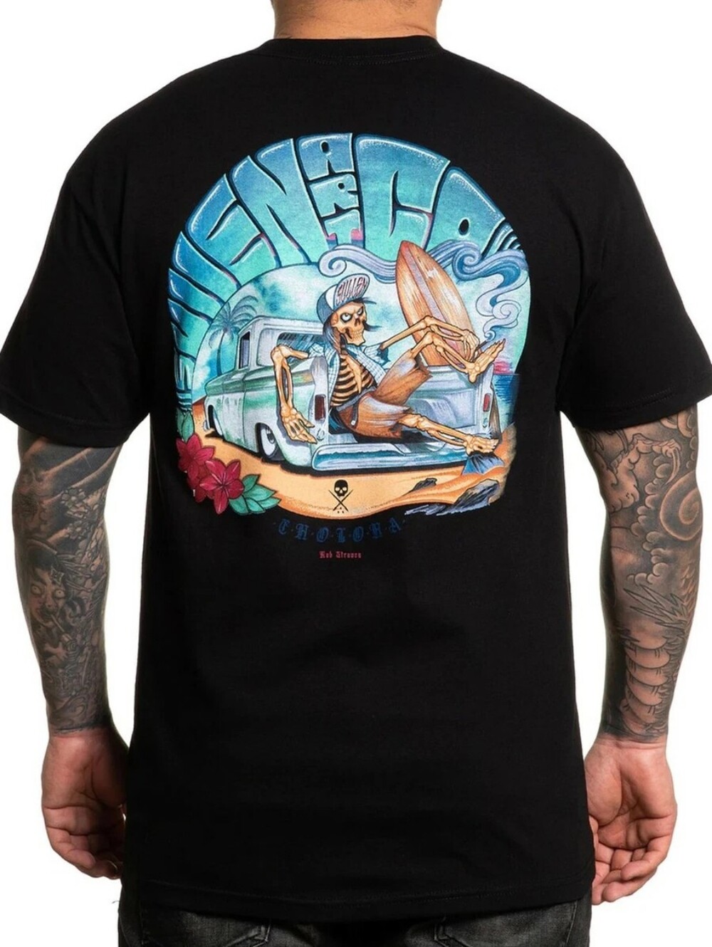 NWT | Sullen Art Collective Choloha Sunset Surfer Skeleton Graphic Tee | Medium